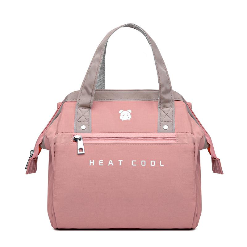 

New Japanese Style Insulated Lunch Bag Tote - Large Capacity Thermal Lunch Box Pouch, Oxford Fabric Makeup Handbag for Women/Men 24X20X22cm рожевий