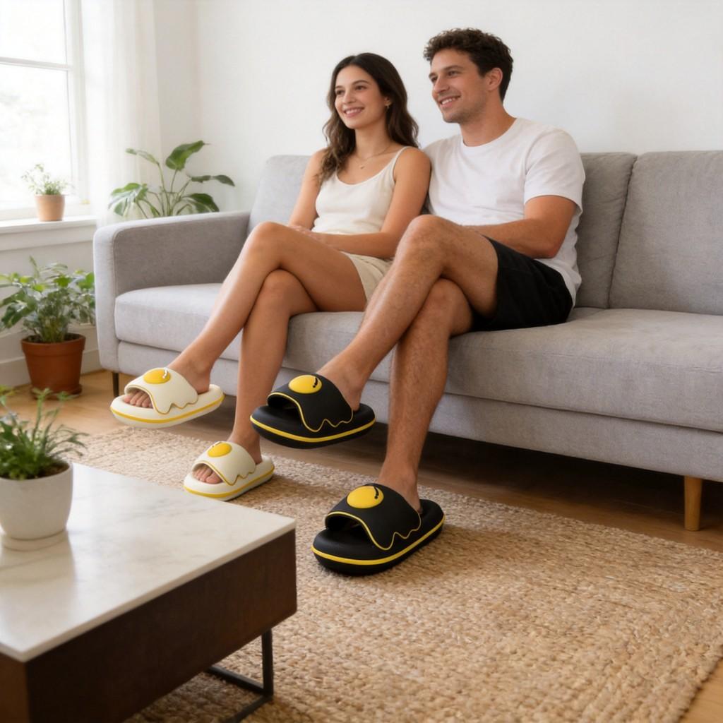 Summer Thick Sole Unisex Eva Slipper With Pancake Egg Design For Couples