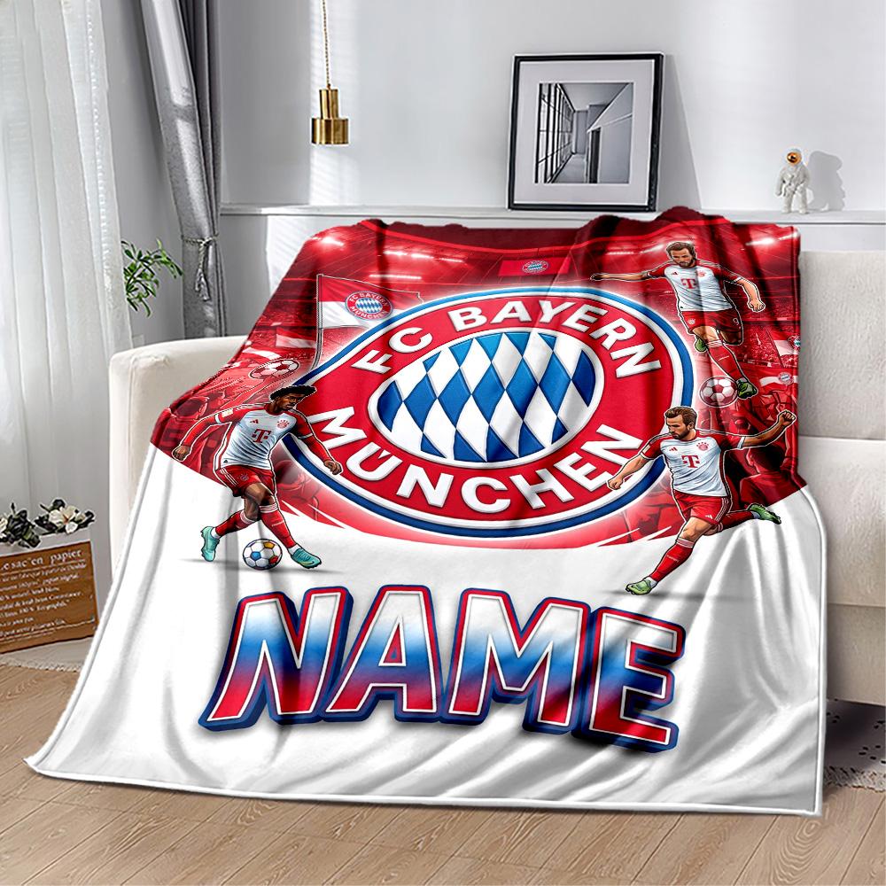 Bayern Munich Jersey Personalized Name Blanket Cozy Customizable Blanket Warmthful Decor Great for Nap Office Seaside Bed All-Season Use