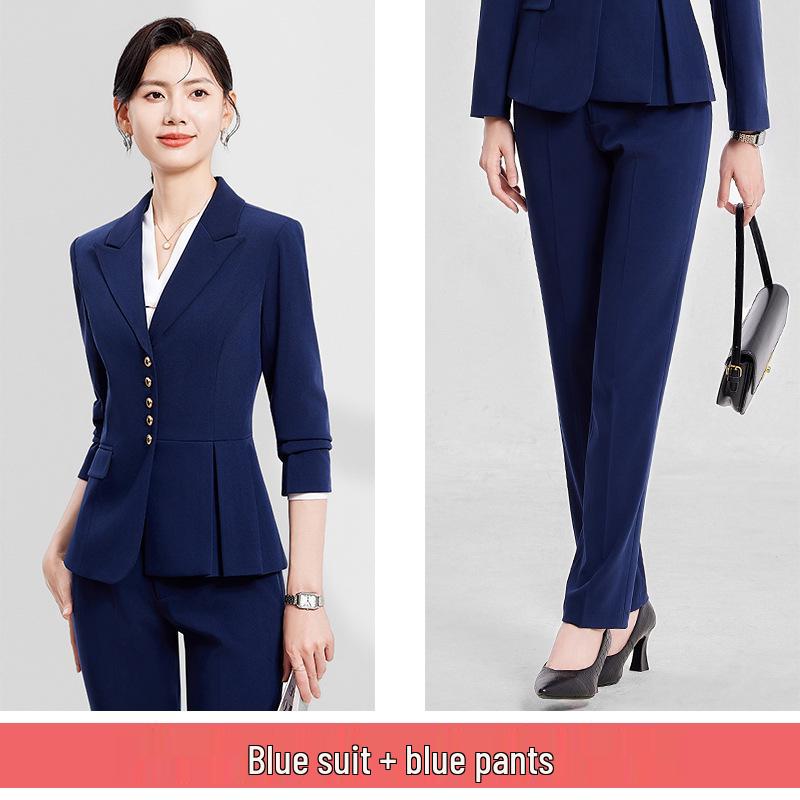 Autumn Korean Style Women's Professional Suit Set for Office and Jewelry Store Receptionists