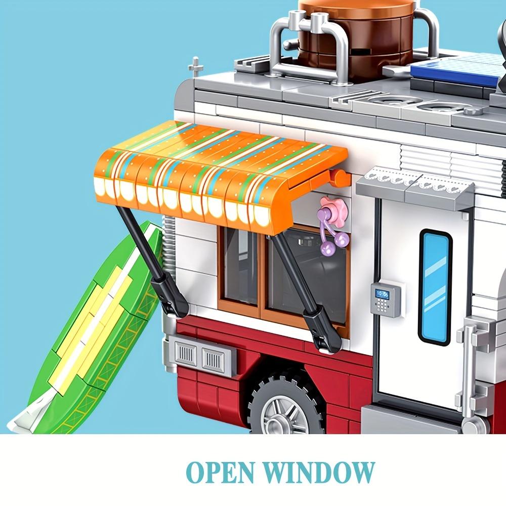 Detachable Camper Block Set LED Lights Stackable Toys with Outdoor Cookware Block Puzzle Toys with Lights Children's Gifts