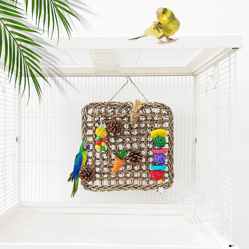 Haustier Papageienbedarf Vogelspielzeug Wassergras Kletternetz Kaninchen Vogel Kauspielzeug Stroh Hängematte Schaukel Haustier Beißring