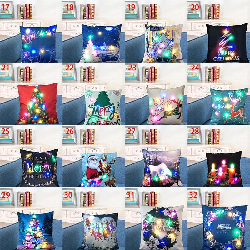Luxuriöser Weihnachts-LED-Lichter Kissenbezug aus Leinen für festliche Heimdekoration und gemütliches Sofa