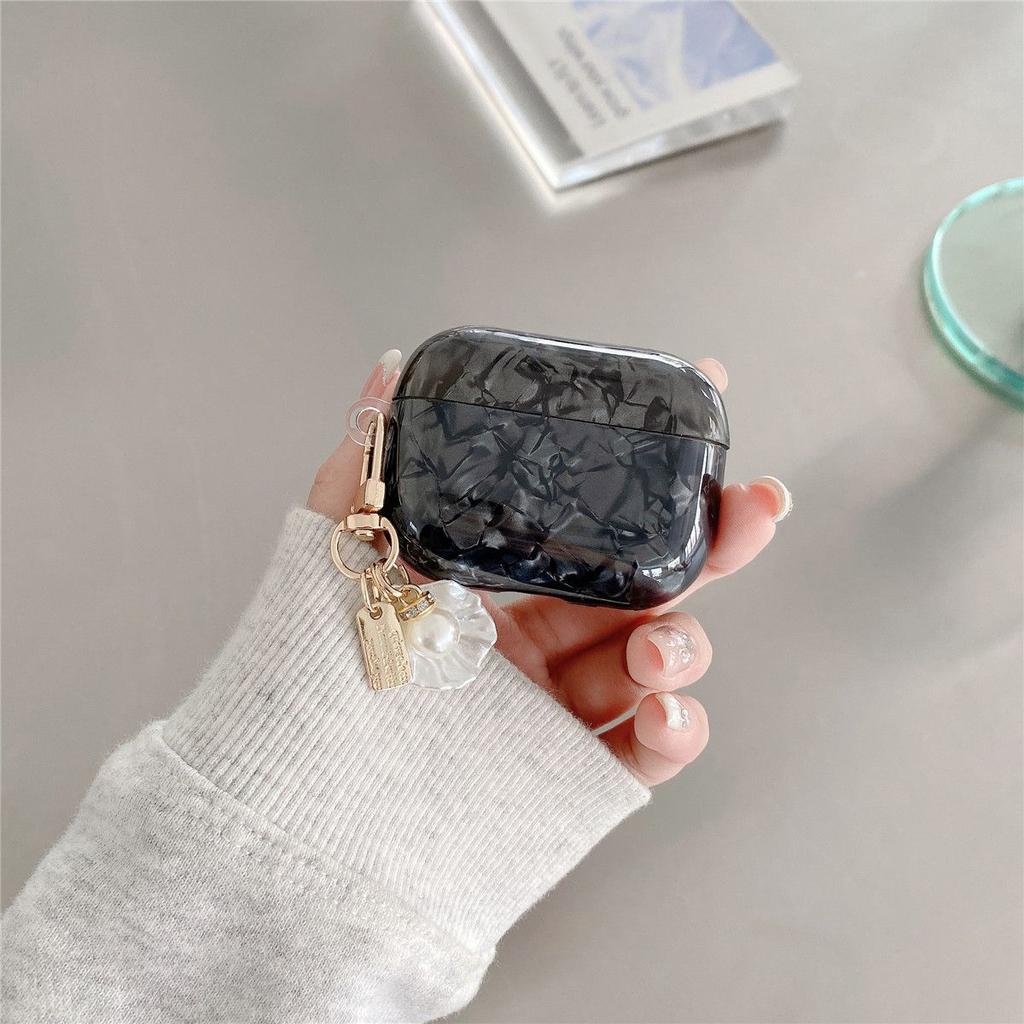 For Airpods Pro Case Colorful Shell Pearl Pendant Keychain For Apple Airpods 1 2 3 4 Soft Cases Bluetooth Earphone Protective Bags