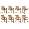 Day and Night - Day and Night Garden Chairs with Cushions 8 Units Solid Acacia Wood