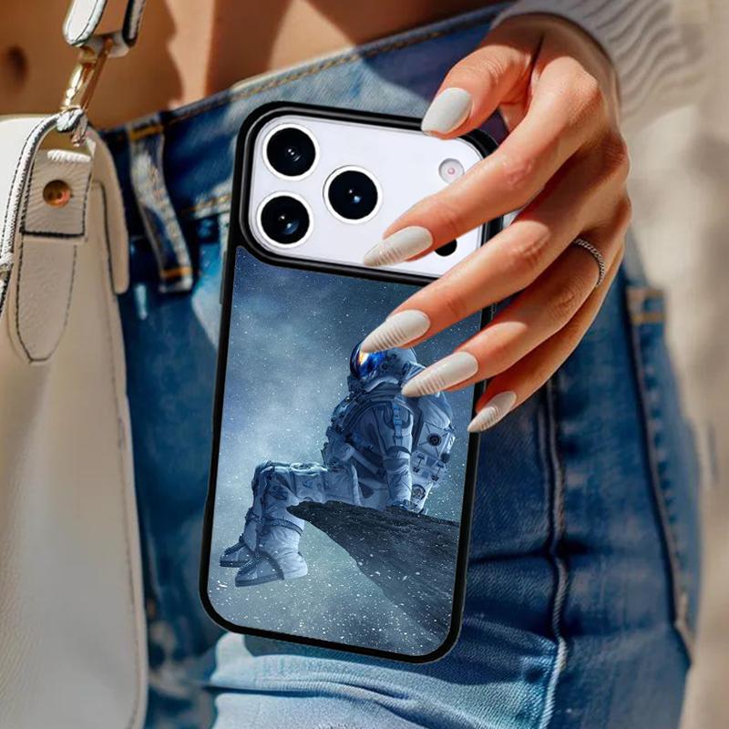 Starry Space Moon Astronaut Aesthetic Phone Case For iPhone 17 Air 14 15 13 12 Max Cover For Apple 16e 11 Pro Max Plus Coque