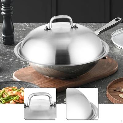 Griddle Lid Basting Cover 32cm Easy To Clean Metal Round Stainless Steel Wok Cooking Pot