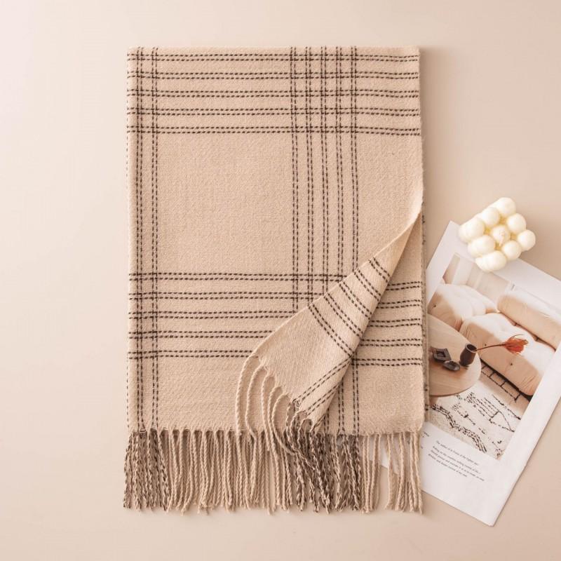 Premium Vintage-Style Faux Cashmere Scarf Thick Plaid Wrap Winter Fall Unisex Elegant Warm Neckwear