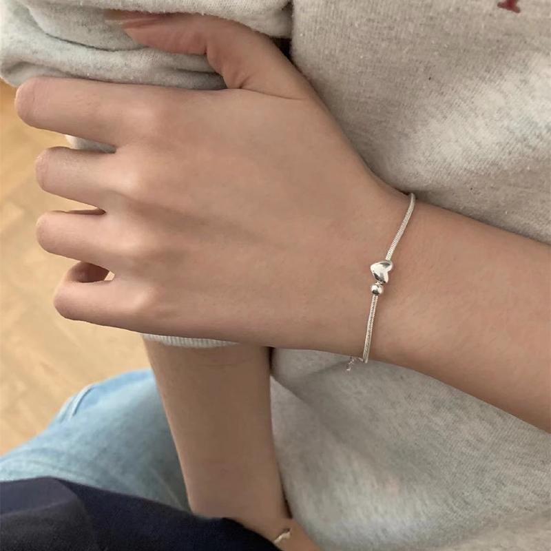 New 925 Sterling Silver Love Bracelet Simple Charm Woman Heart Bracelet Birthday Party Gift for Friends Exquisite Jewelry