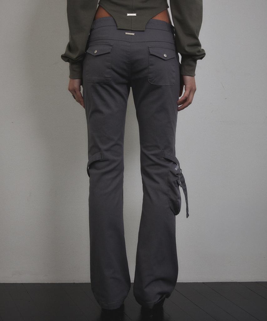 Bunteu Cargo Strap Pocket Pants (Charcoal)