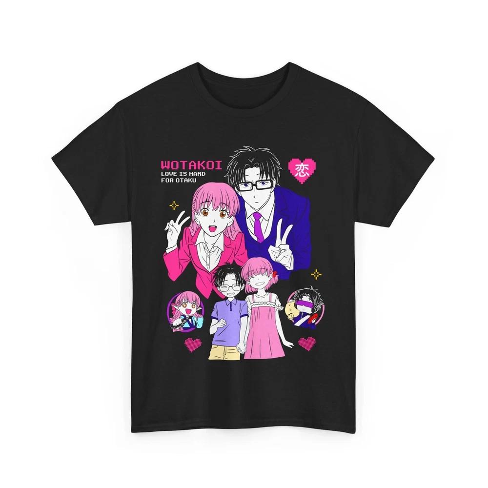 Anime Wotakoi Anime Girl Tee Kawaii Otaku Black T Shirt S