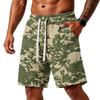 Herren lockere Camouflage-Print Sportshorts mit Taschen für Fitnessstudio Training Laufen Strandbekleidung Kordelzug Taille