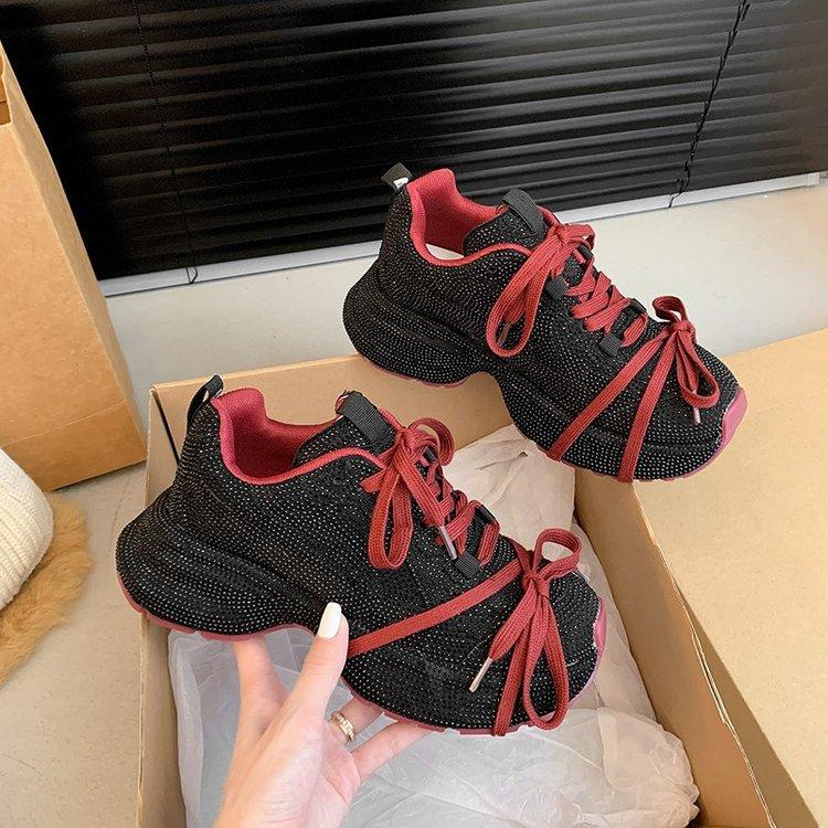 Gypsy Rhinestone Thick-soled Fried Street Dad Shoes Women's New Versatile, Comfortable and Breathable Ins Trendy Foreign Casual Shoes