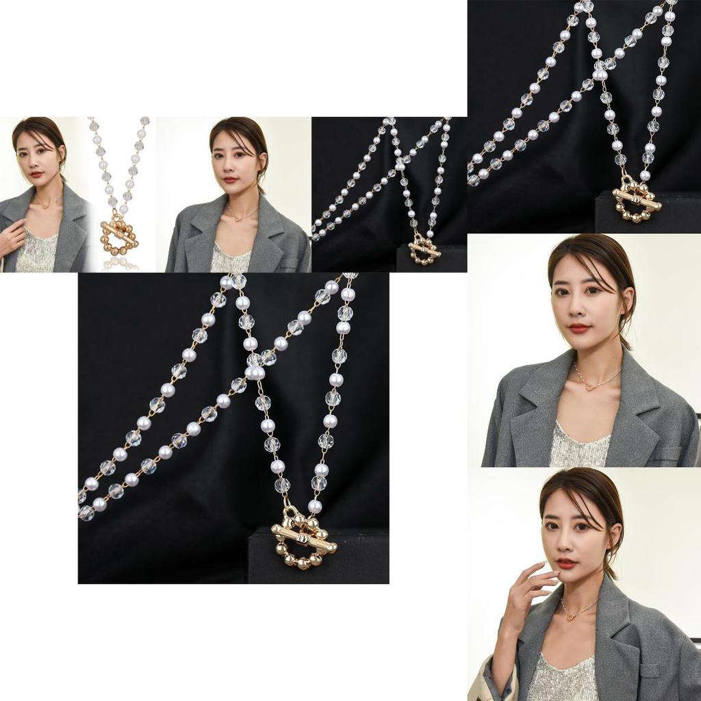 Stylish Geometric Pearl Crystal Choker Necklace For Unisex Fashion Accessories