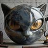 Decorative Black Cat Stone Figurine Resin Cat Head Healing Stone Marble Texture Cat Stone Keepsake Gift Office Desk Cats Decor