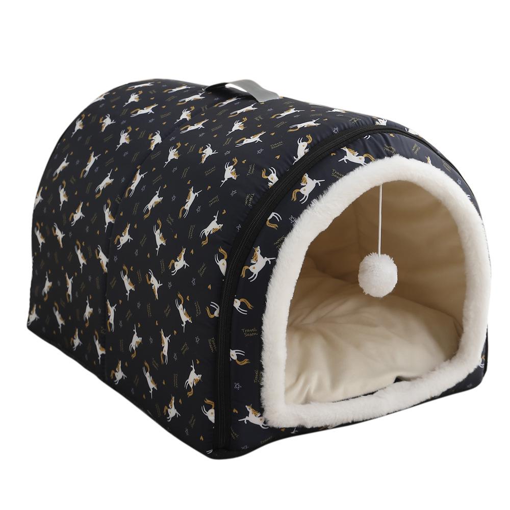 Four Seasons Washable Pet Bed: Winter Warmth for Cats & Dogs, Indoor/Outdoor Use, Cozy Villa Design, Dog House & Mattress