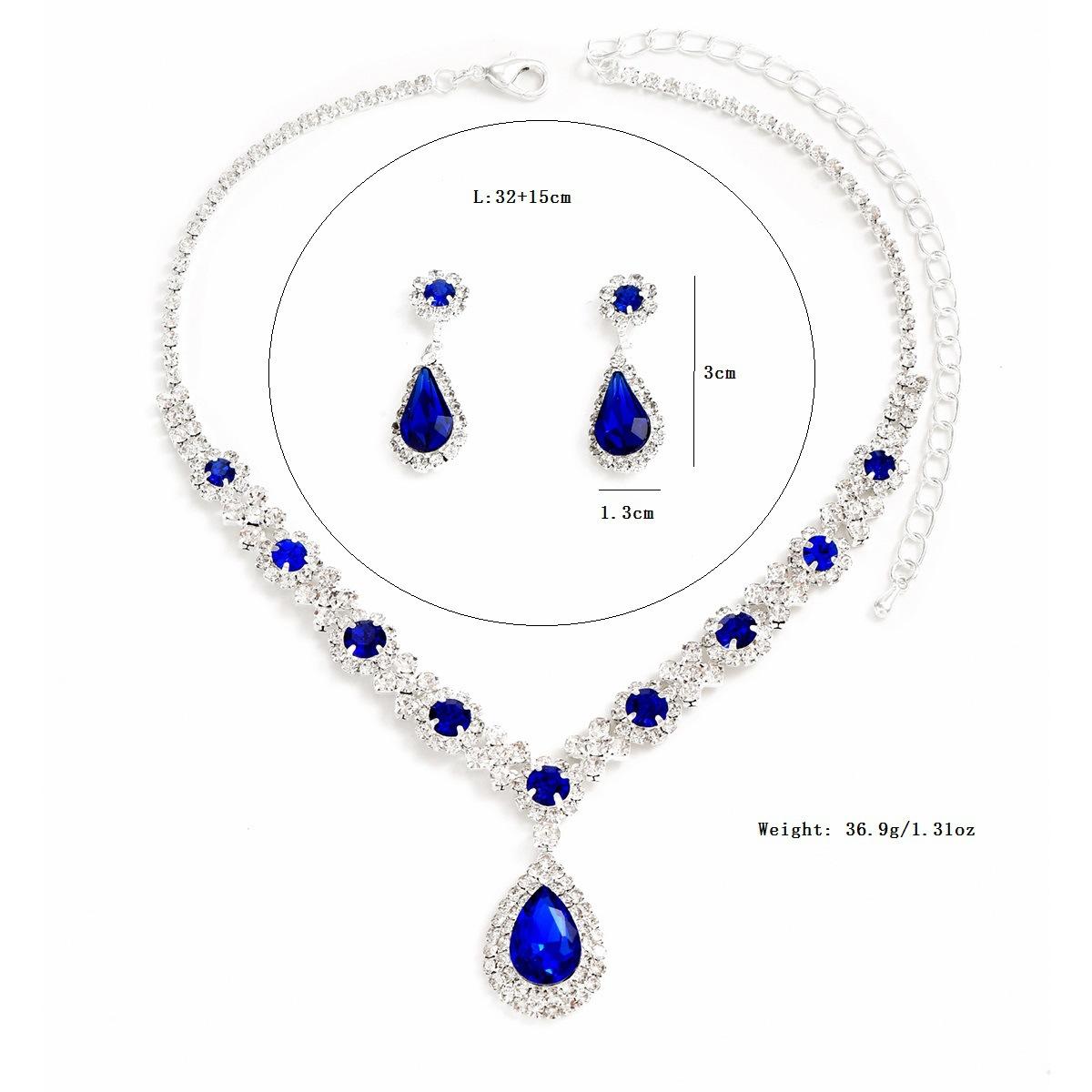 Women s Crystal Droplet Necklace And Earrings Set 3 Pieces Wedding Evening Dress Accessory Jewelry Set