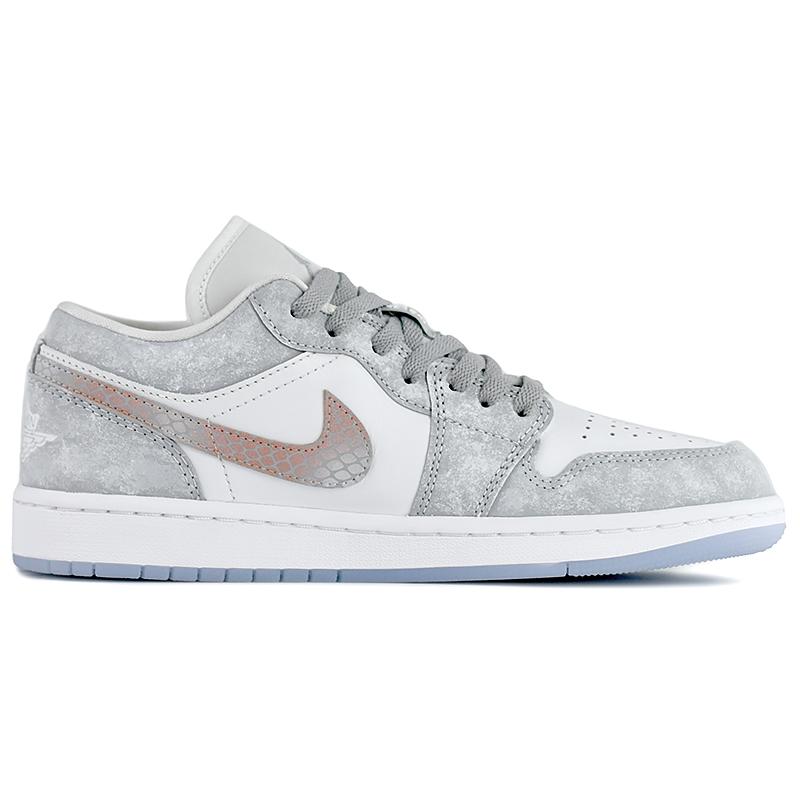 Jordan Air Jordan 1 Gray Starlight Whisper Slip Resistant Abrasion Resistant Low Top Vintage Basketball Shoes Women's DC0774-105(Team96-S-BOX)