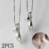 2pcs Cat Pendant Necklace for Women Lover Accessories Birthday Gifts