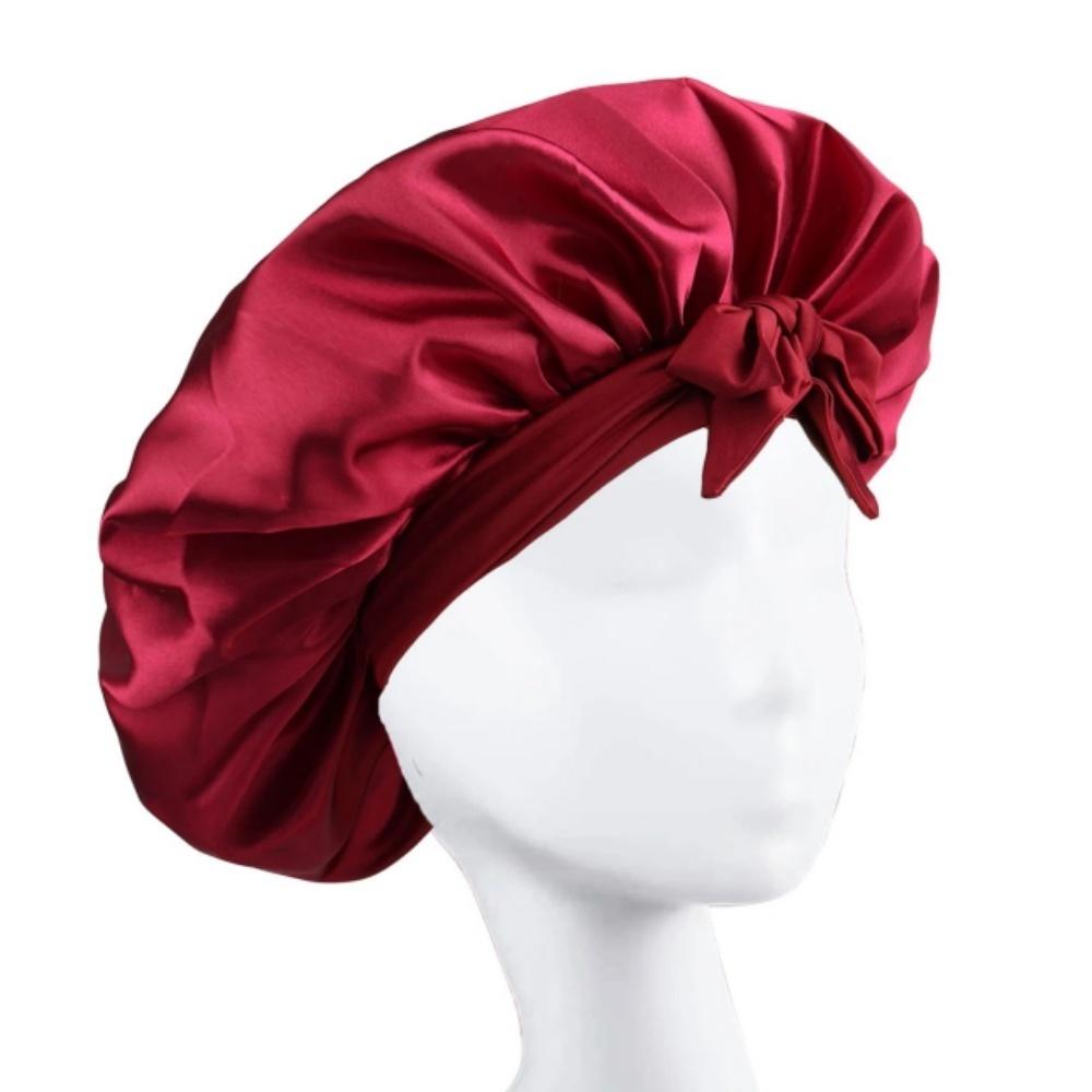 Sleeping Hat Satin Solid Wide-brimmed Beauty Headscarf Head Wrap Elastic Band Cap Hair Care Bonnet Night Hat Hair Salon Cap Tool