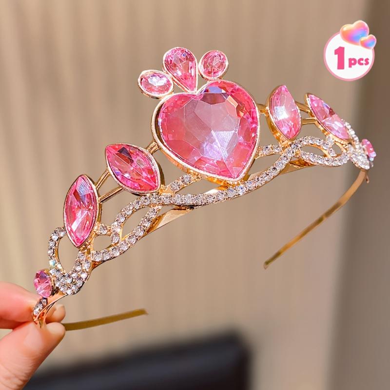 Colorful Elegant Heart Crown For Women Perfect Birthday Gift Party Accessory C-Position Essential Role Play Costome