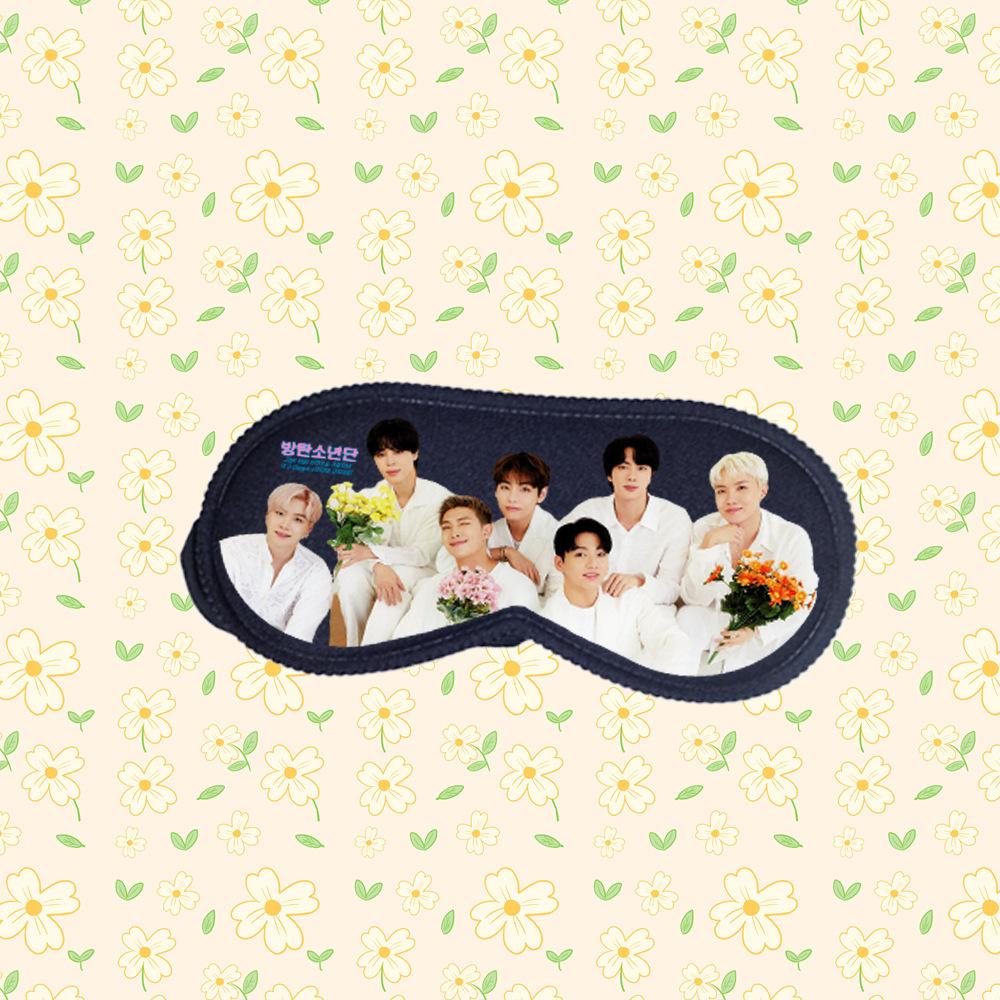 BTS Mitgliederfoto Schlaf-Augenmaske, Bangtan Boys Aufdruck Verdunkelungs-Augenbinde, Kpop ARMY Fans Reise- & Ruhe-Accessoire