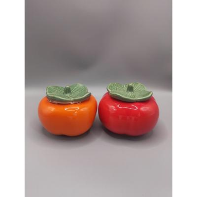 Ceramic Red Persimmon Tea Jar Storage Jar Persimmon Jar Everything Goes Well Ornament Creative Persimmon Ceramic Souvenir
