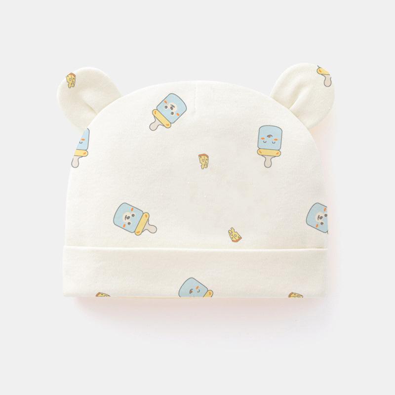 Unisex Baby Bear Cotton Pullover Hat, 0-3 Months, Double Layer for Spring/Autumn