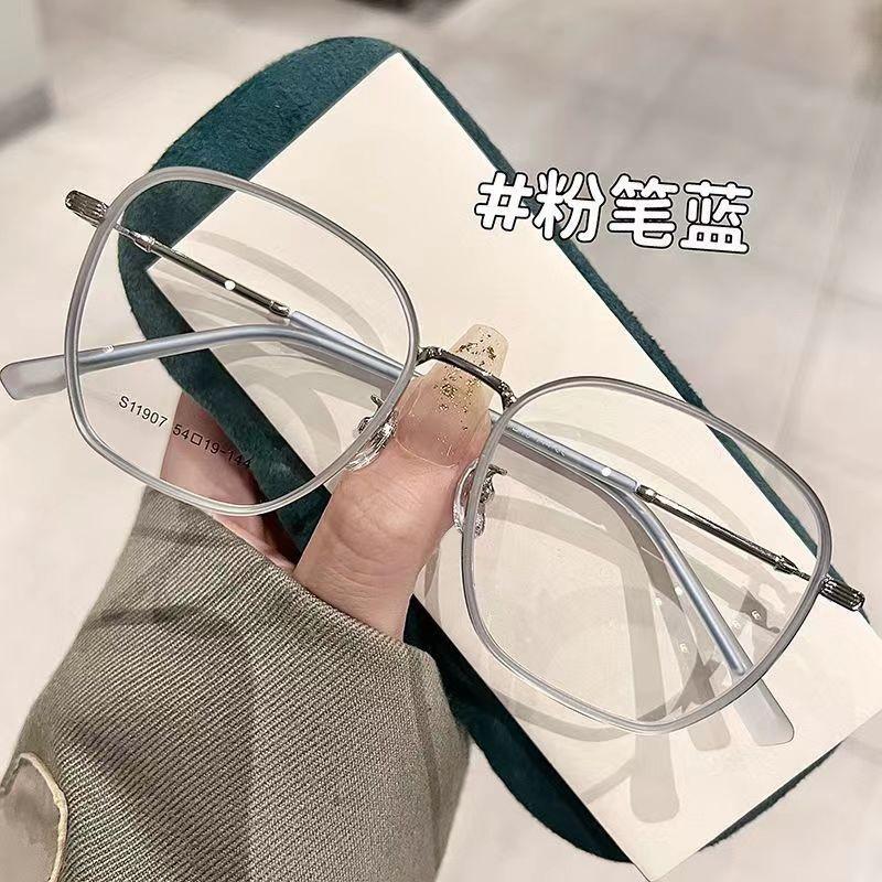 Blue Light Glasses Female Alloy Diopter Polygons Luxury Spectacle Premium Green Metal Gents Myopia Minus Ladies Optical Male Vision Eyewear Eyewear