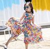 Girls' Summer Floral Jumpsuit Dress - Rayon Camisole, Wide-Leg, Fashionable for Toddlers & Older Kids