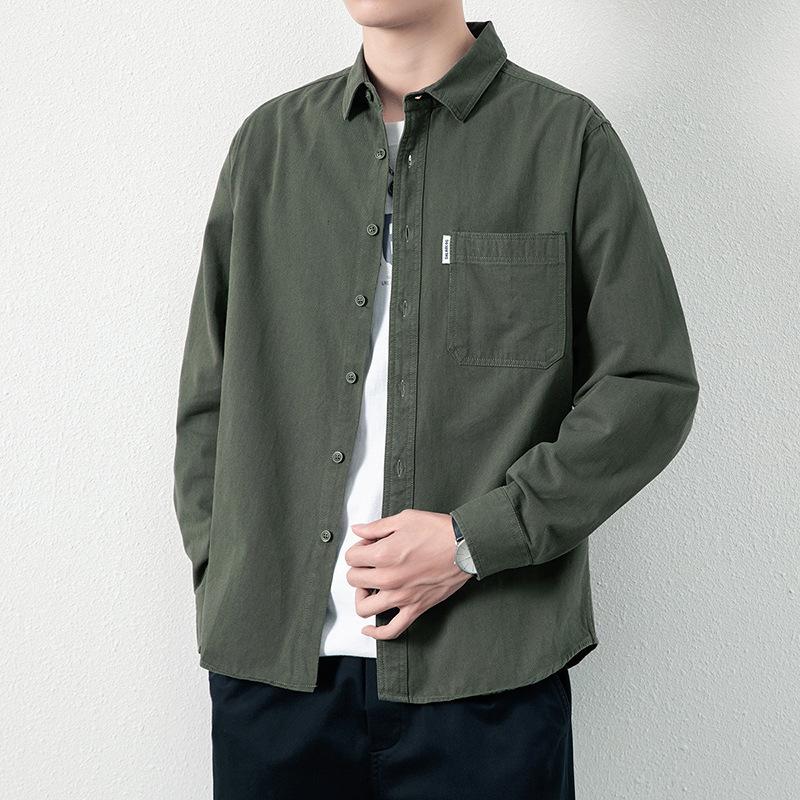 Primavera e autunno nuovi uomini manica lunga camicia tendenza camicia casual giacca larga
