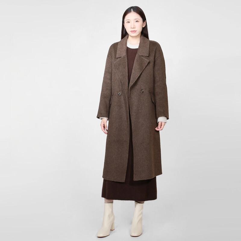 

Sweet basil Women s Double-Breasted Lapel Mid-Length Wool Blend Coat L