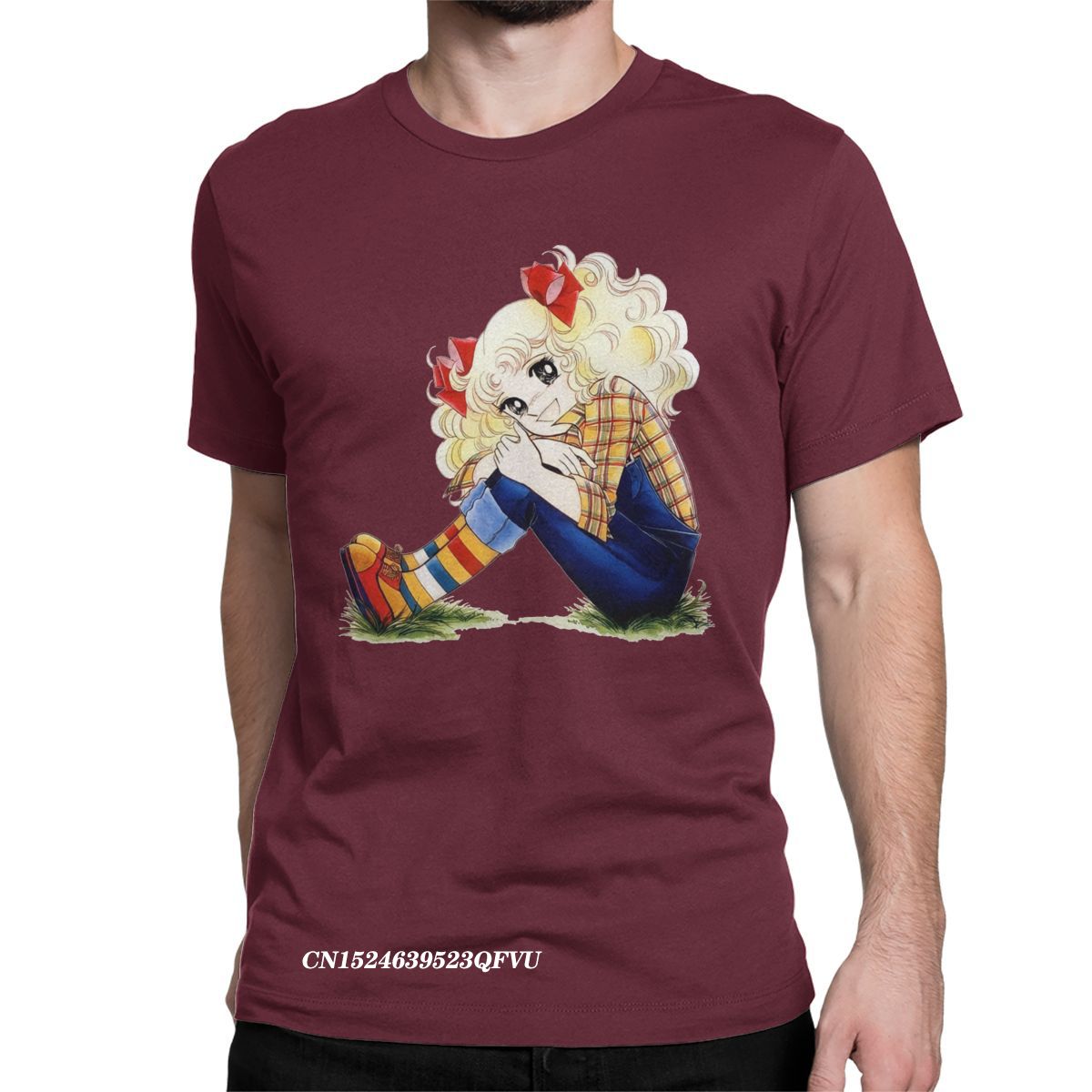 

Candy Candy для мужчин и женщин футболка аниме 80-х кавайная манга винтажная футболка футболки Harajuku футболки премиум хлопковые топы для вечеринок XXXL бордовый