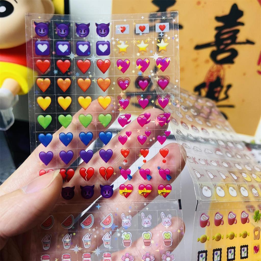 25Pcs 1750 Stickers MINI Cute emoji Cube Transparent Stickers PET DIY Scrapbooking Decor Sticker Phone Decal Journaling