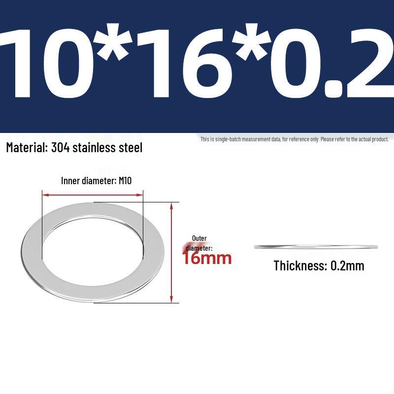 304 Stainless Steel Ultra-Thin Flat Washers - Available in Thickness: 0.1mm, 0.2mm, 0.3mm, 0.5mm