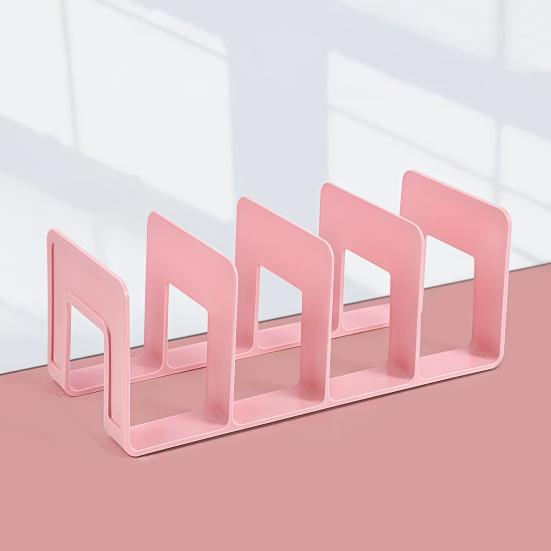 Acrylic Bookends with Four-Compartment Dividers Bookend Horizontal And Vertical Use Durable Acrylic Desktop Organizer for Office And Home