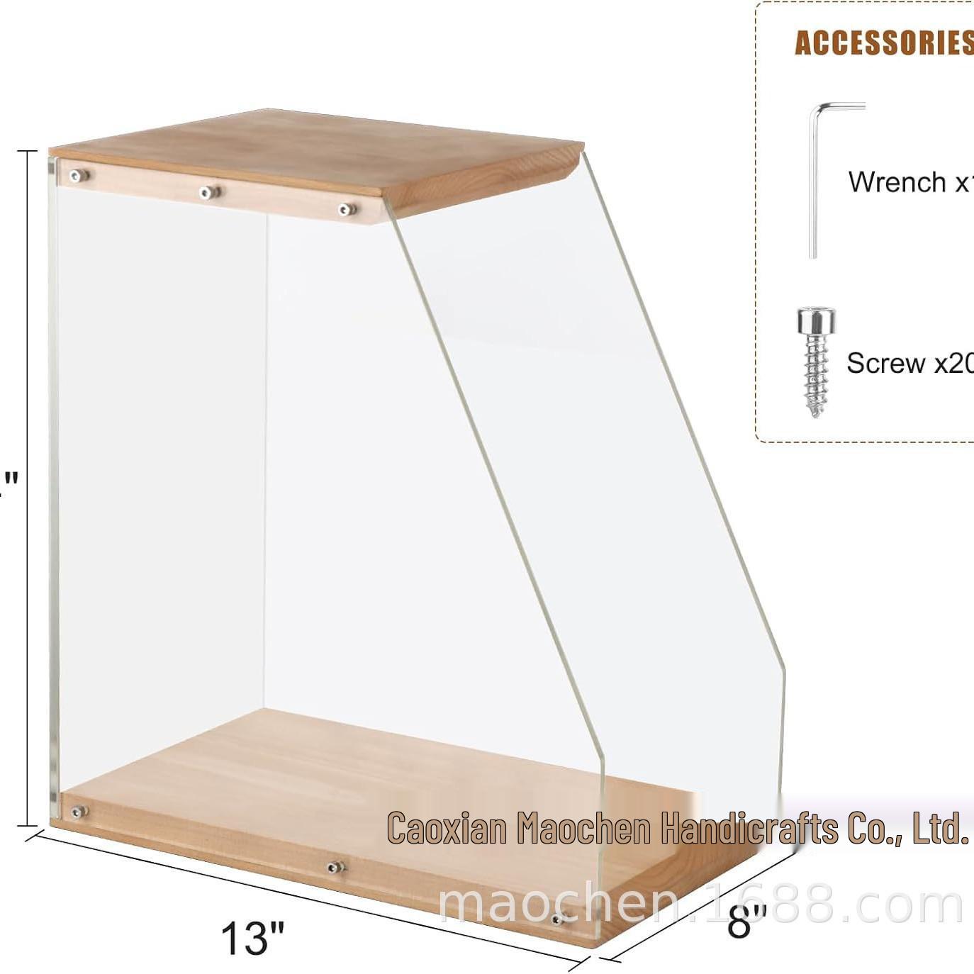 

Transparent Desktop Vinyl & Cassette Holder: Wooden Record Shelf & Books Storage 33x20x35.5 cm