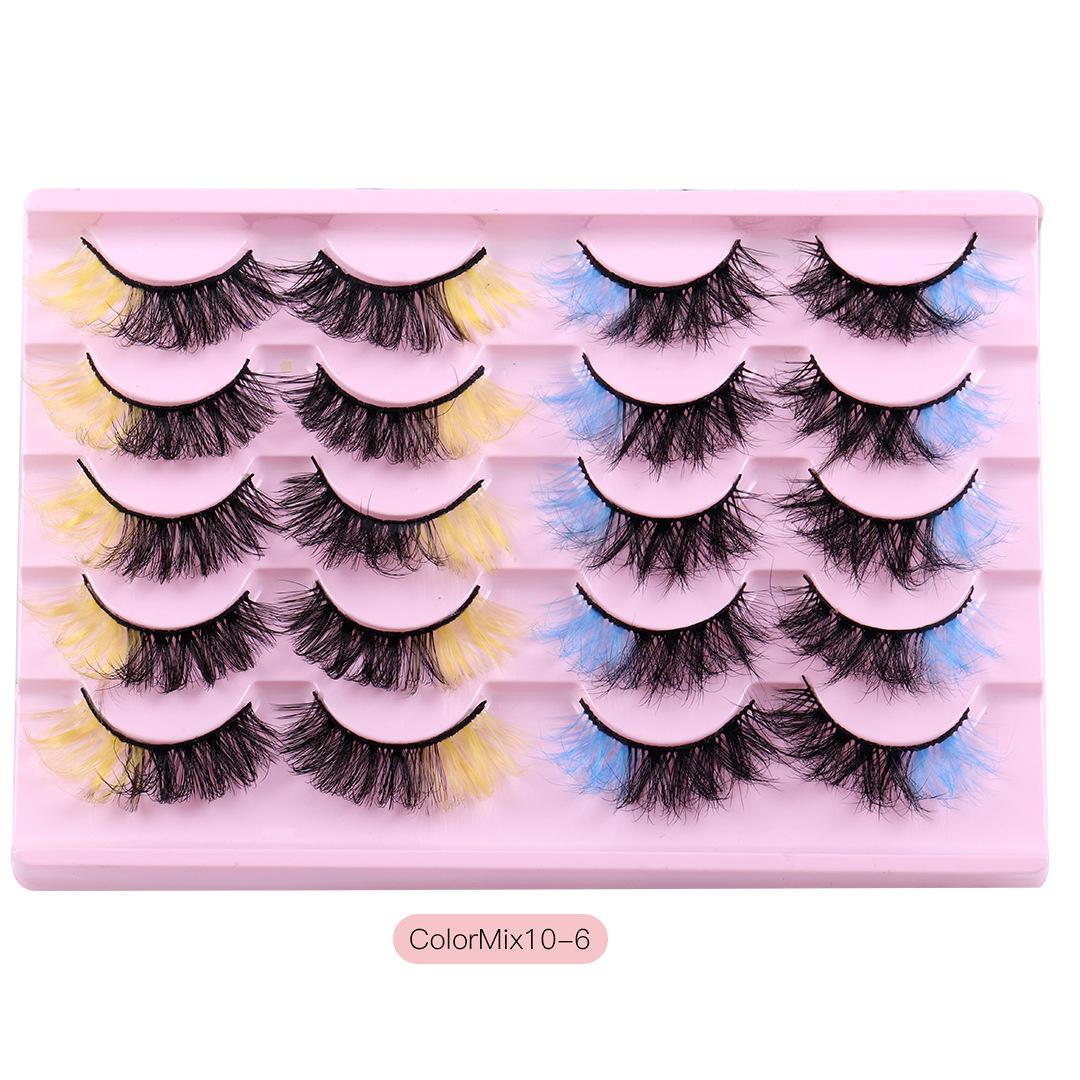 

10 пар цветных завитых натуральных накладных ресниц, сценичные преувеличенные ресницы для сценического макияжа