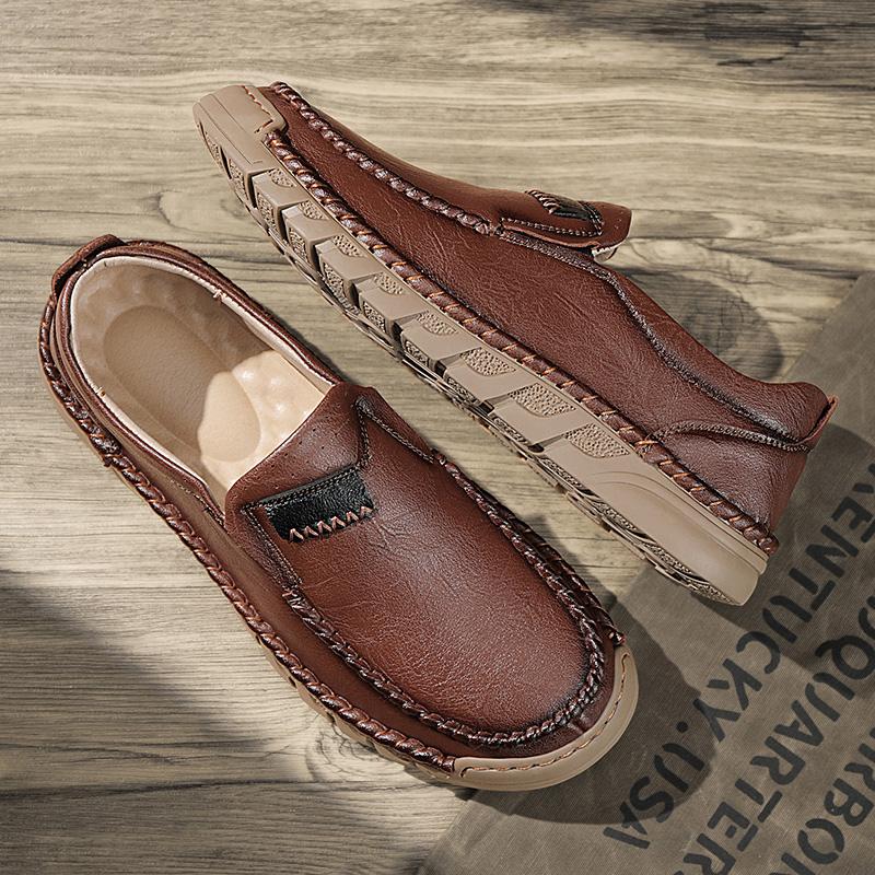 Fashion Men Shoes Outdoor Walking Loafers Men's Leather Slip-on Flats High-quality New Arrival Casual Shoes British Style Driving Shoes