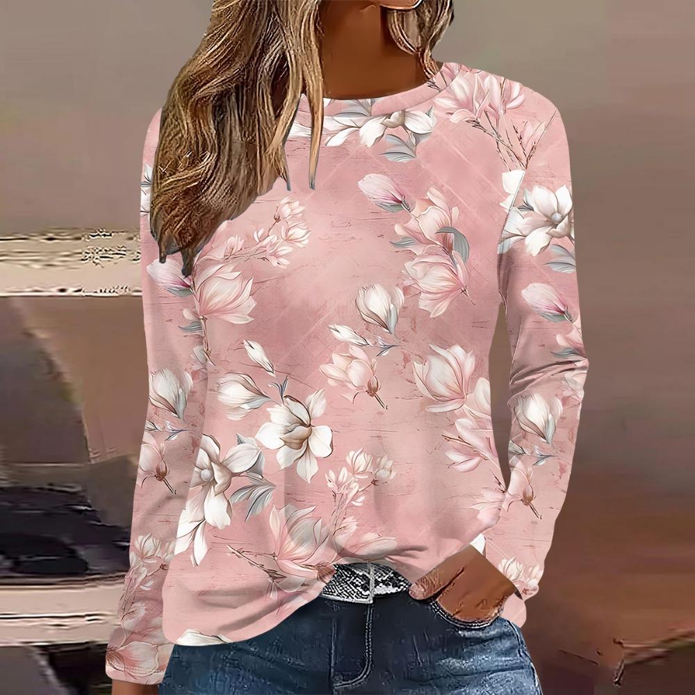 Summer Fashion Women's Casual Long-sleeved Printed T-shirt Top