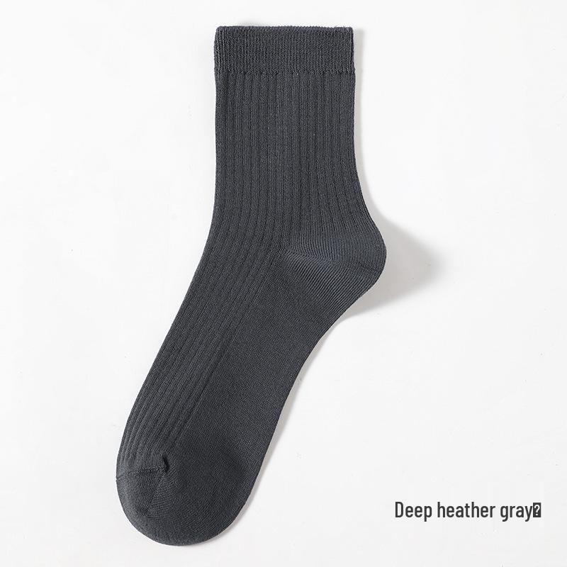 Men's Antibacterial Sweat-Absorbing Cotton Mid-Calf Socks for Business & Casual Wear - Fall/Winter Versatile Styles