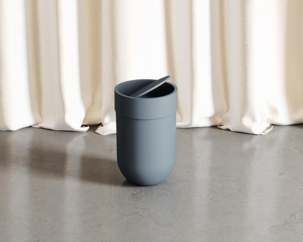 Umbra Trash Can Touchcan Slate Blue Swing with Lid Round Pail Trash Can Dust Box 6L [Official]