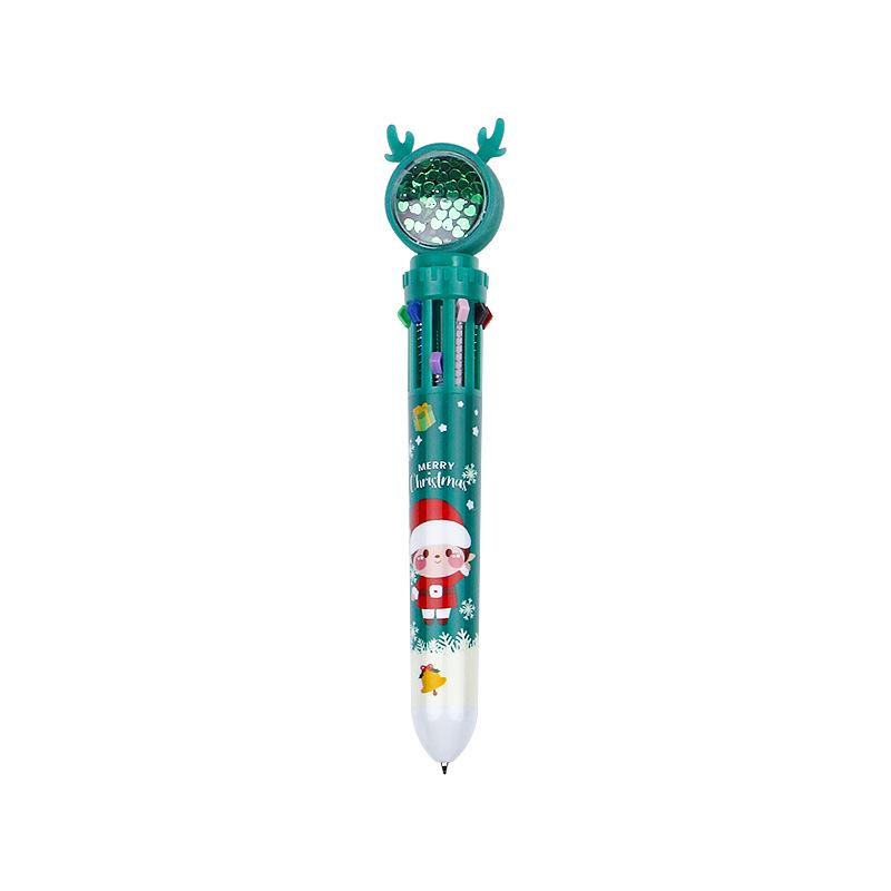 Festive Multicolor Reindeer & Snowman 10-Color Ballpoint Pen