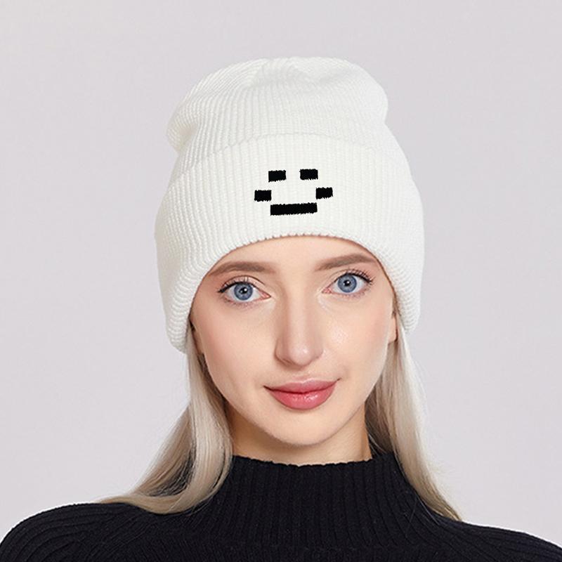 Вышивка Женщины Мужчины Осень Зима Шапки Бини Готика Панк Хип-Хоп Улица Вязаные Шапки Боне Квакити Теплые Шапки Бини One Size белый