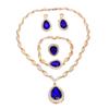 Water Drop Rhinestone Pendant Necklace Bracelet Earrings Ring Bridal Jewelry Set