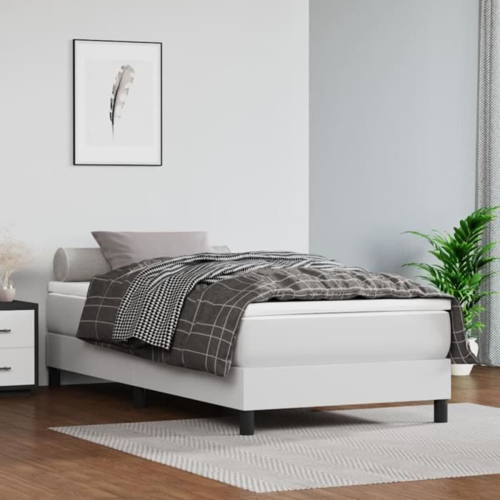 347723 vidaXL Matelas de lit à ressorts ensachés Blanc 90x200 cm epaisseur 20 cm Similicuir