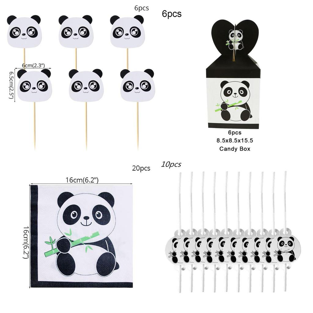 Entzückende Panda Tier Partyzubehör Geschirr Deko für Kinder Geburtstagsfeiern