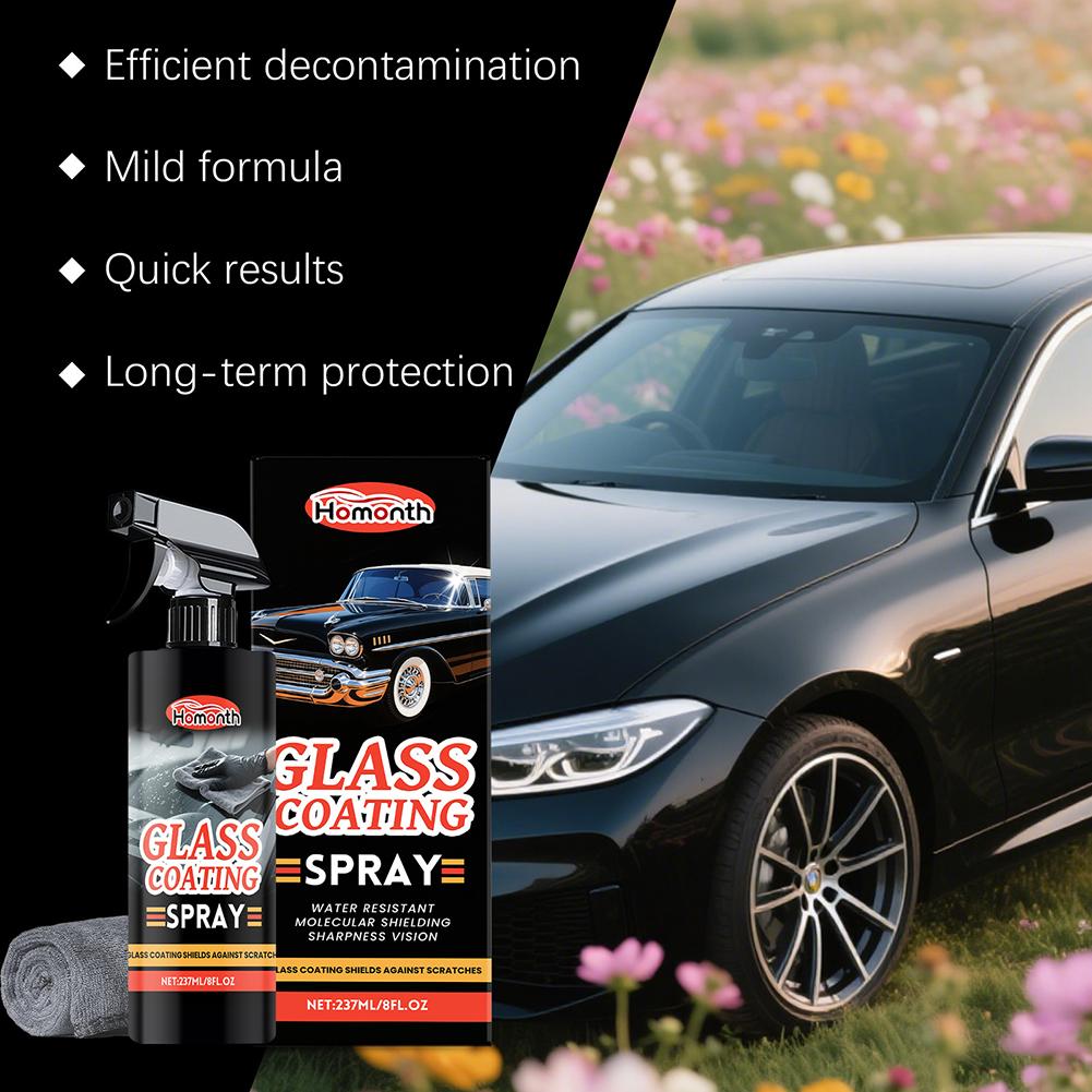237ml Glass Coating Spray,Water-Repellent Polish Automotive Glass Cleaner Hydrophobic Coating Sprays With Towel For Car