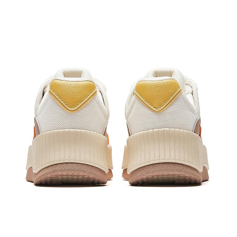 Anta Mousse Low Top Skateboard Shoes Women's Ivory White/Yellow Orange/Classic Umber Gray 122548035-3