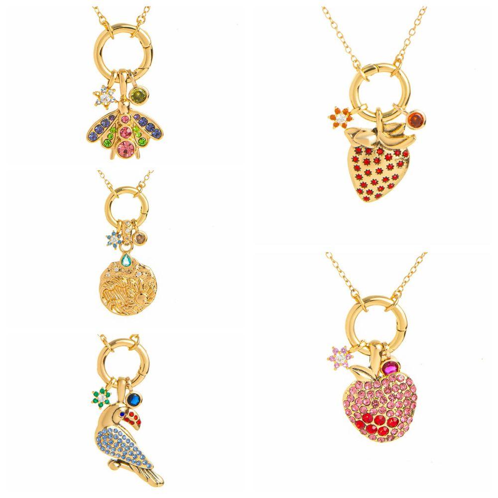 Toucan Strawberry Pattern Necklace Retro European Style Crystal Chain Choker  Travel